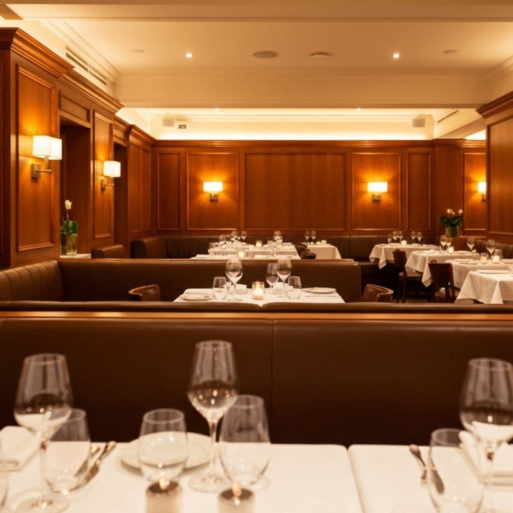 Warm and inviting restaurant interior with ambient lighting